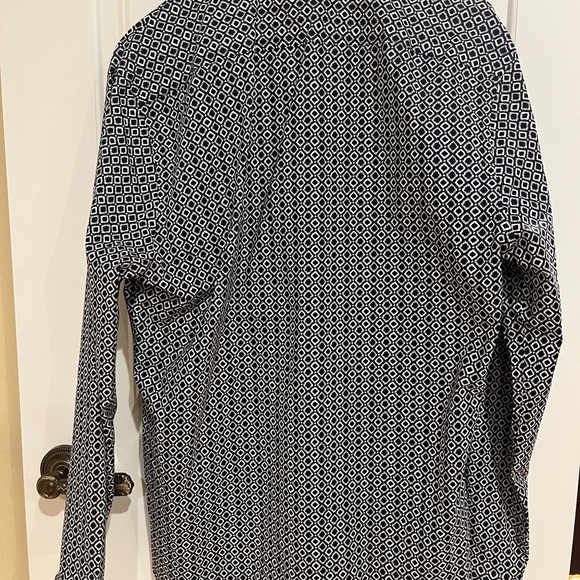 Express cotton shirt slim fit size M dark navy and white texture - Picture 2 of 3